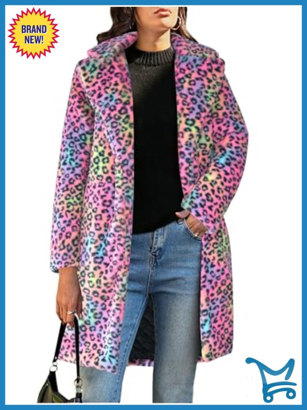 Faux Fur Coat Teddy Fuzzy Fleece Open Front Lapel Collar Long Sleeve Longline